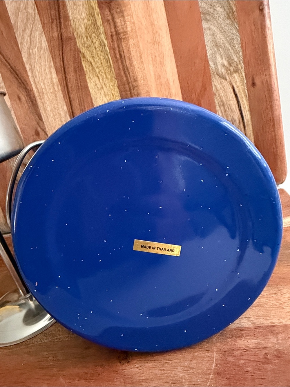 Blue Speckled Enamel Cowboy Camping Coffee Pot w/ Lid & Insert Made in Thailand - Picture 7 of 10